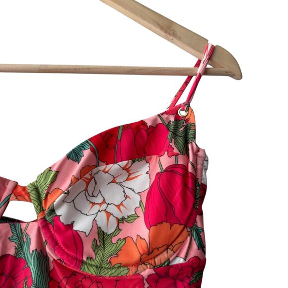 Trina Turk Sunny Bloom Floral Underwire One Piece Tie Back Swimsuit Size 14 - Picture 8 of 14